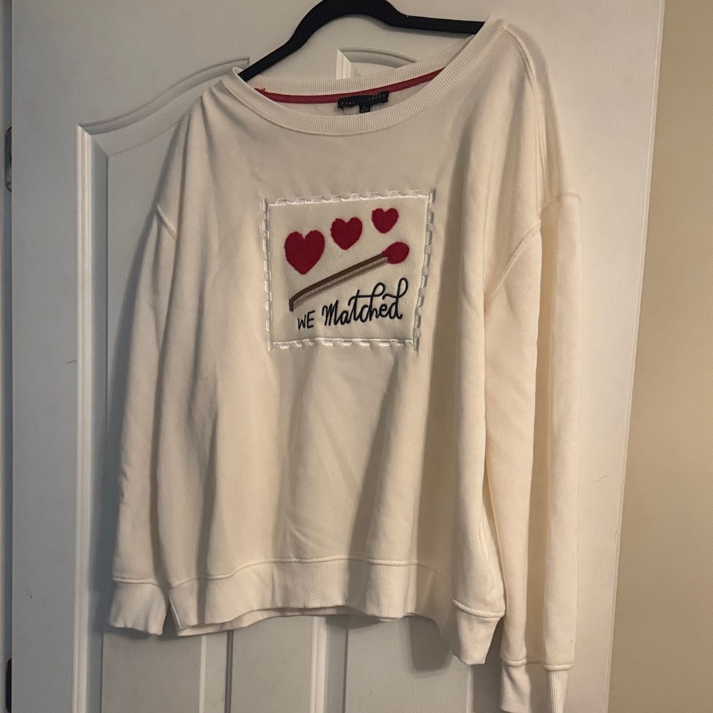 Jane and Delancey Cream Sweater with Heart Accents